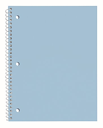 Just Basics® Poly Spiral Notebook, 8" x 10-1/2", 1 Subject, Wide Ruled, 70 Sheets, Light Blue