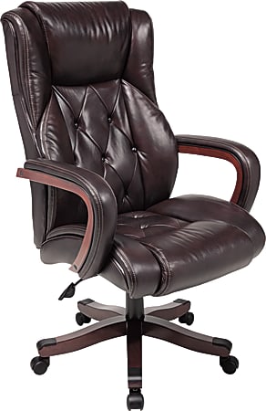 Realspace® Carlton Executive Big & Tall Bonded Leather Chair, Espresso/Versailles Cherry