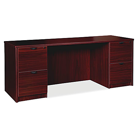 Lorell® Prominence 2.0 Double Pedestal Credenza, 72"W x 24"D, Mahogany