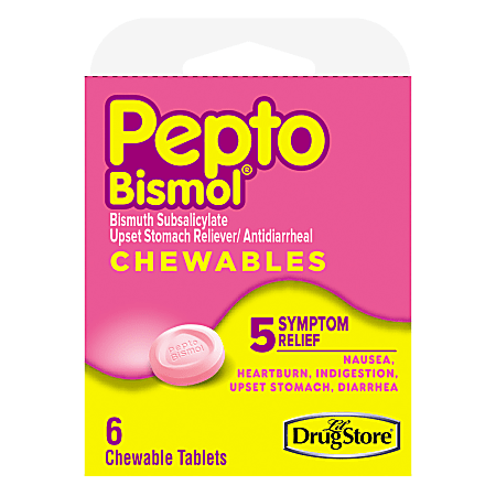 Pepto-Bismol Original Flavor Chewable Tablets, Pack Of 6 Tablets