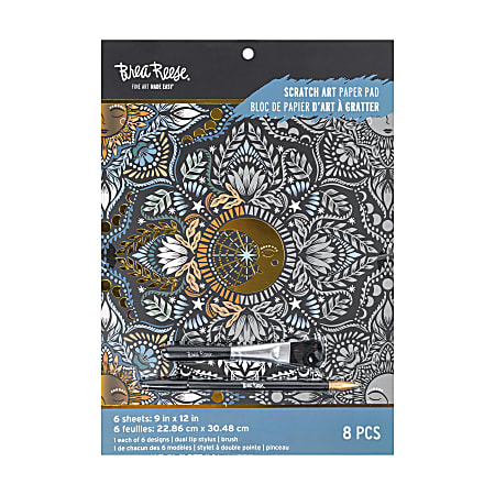 Brea Reese® Scratch Art Paper Pad, 9" x 12", Moon And Sun