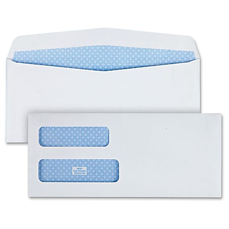 Quality Park Double-Window Security Envelopes - Security - #9 - Gummed Flap - 250 / Box - White