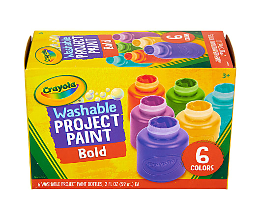 Crayola® Bold Washable Project Paint, 2 Oz, Assorted Colors, Box Of 6 Paints
