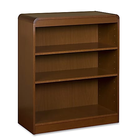 Lorell® Radius Hardwood Veneer Bookcase, 3 Shelves, 36"H x 36"W x 12"D, Cherry