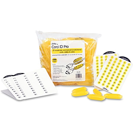 dotz Colored Cord ID Pro System - 2.06" Length x 0.56" Width - 1 / Bag - Yellow