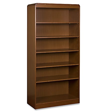 Lorell® Radius Hardwood Veneer Bookcase, 6 Shelves, 72"H x 36"W x 12"D, Cherry