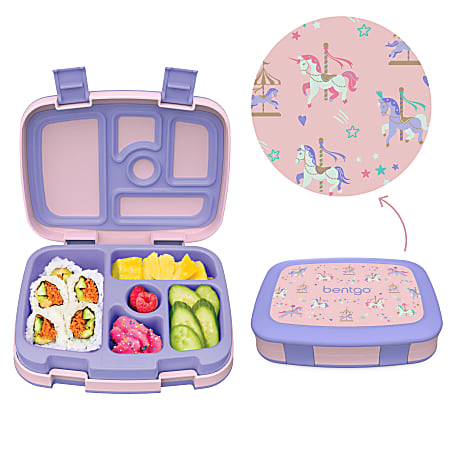 Bentgo Kids Lunch Box, 2"H x 6-1/2"W x 8-1/2"D, Carousel Unicorns