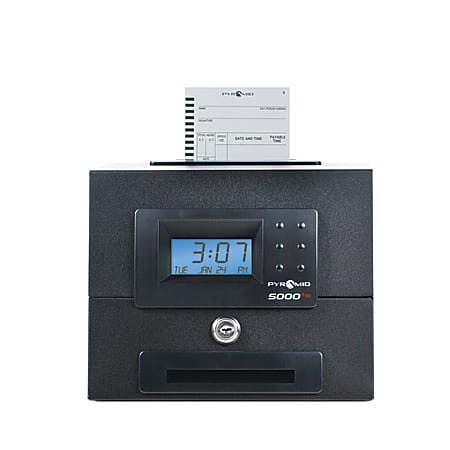 Pyramid Time Systems 5000 Heavy Duty Auto Totaling Time Clock - Card Punch/Stamp - 100 Employees - Day, Week, Bi-weekly, Semi-monthly, Month Record Time