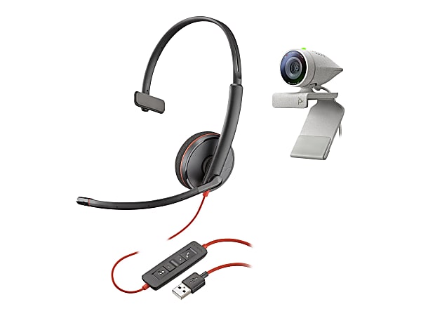 Poly Studio P5 - Web camera - color - 720p, 1080p - audio - USB 2.0 - with Poly Blackwire 3210 Headset