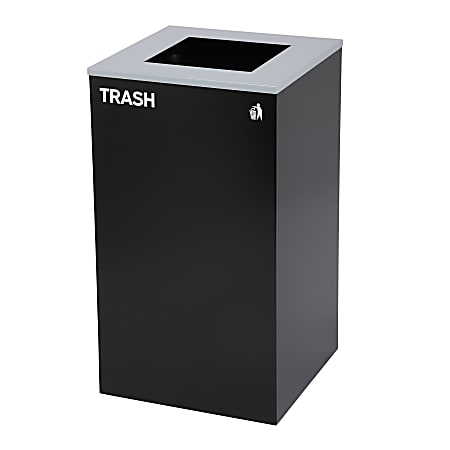 Alpine Industries Stainless Steel Open Top Trash Can With Square Lid, 29 Gal, 30”H x 16-15/16”W x 16-15/16”D, Black
