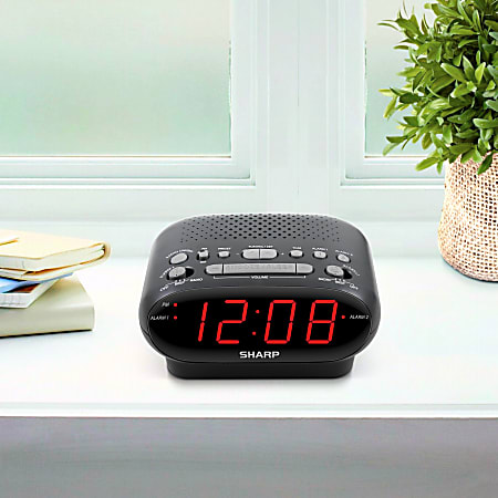 Sharp AMFM Dual Alarm Clock Radio 2 716 H x 4 516 W x 5 12 D Sharp AMFM Dual Alarm Clock Radio 2 716 H x 4 516 W x 5 12 D
