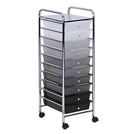 Honey Can Do 10-Drawer Rolling Cart, 38-1/8”H x 15-5/16”W x 15-5/16”D, Multicolor