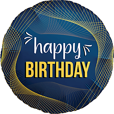 Amscan Birthday Foil Balloon, 18", Navy Spirals