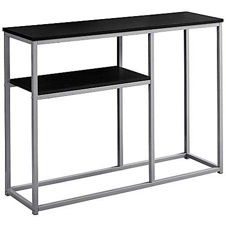 Monarch Specialties Accent Table With Shelf, Rectangular, Cappuccino/Silver