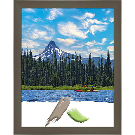 Amanti Art Wood Picture Frame, 12" x 15", Matted For 11" x 14", Svelte Clay Gray