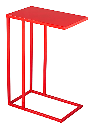 Zuo Modern Atom Iron Rectangle End Table, 23-5/8”H x 16-1/2”W x 10”D, Red