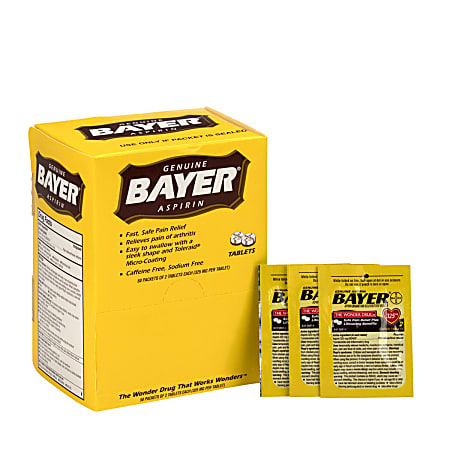 Bayer® Aspirin, 2 Tablets Per Packet, Box Of