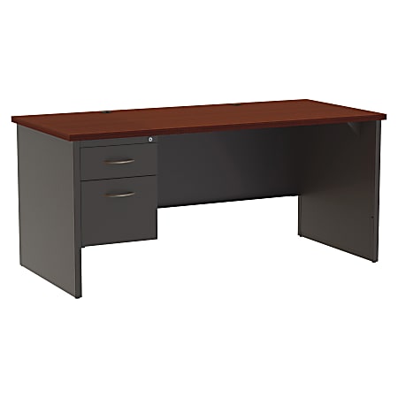 WorkPro® Modular 66”W Left-Pedestal Computer Desk, Charcoal/Mahogany