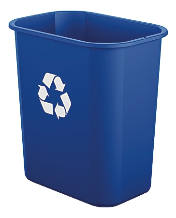 Suncast Commercial Desk-Side Resin Trash Cans With Recycle Label, 3 Gallons, Blue, Set Of 12 Cans