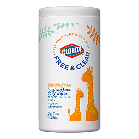 Clorox Free And Clear Unscented Wet Wipes, White, Canister Of 75 Wipes