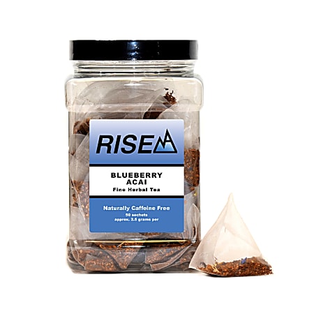 RISE NA Blueberry Acai Tea, 8 Oz, Canister Of 50 Sachets