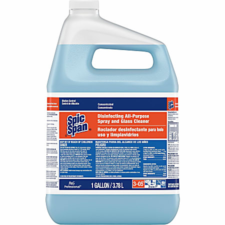 Spic and Span Professional Disinfecting 3-In-1 Dilute 2 Go All-Purpose Spray And Glass Cleaner, Concentrated, 1 Gallon, Blue, Case Of 2 - 32535