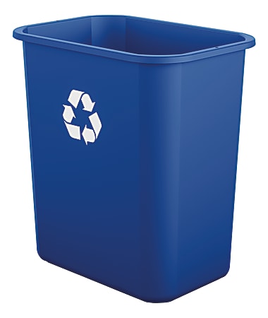 Suncast Commercial Desk-Side Rectangular Resin Recycling Bins, 7 Gallons, Blue, Pack Of 12 Bins