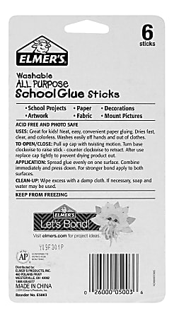 Elmers All Purpose School Glue Sticks 1.27 Oz Pack Of 6 - Office Depot