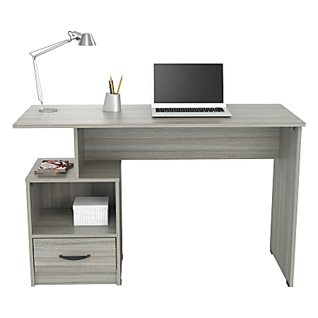Inval Multi-Level 48"W Writing Desk, Smoke Oak