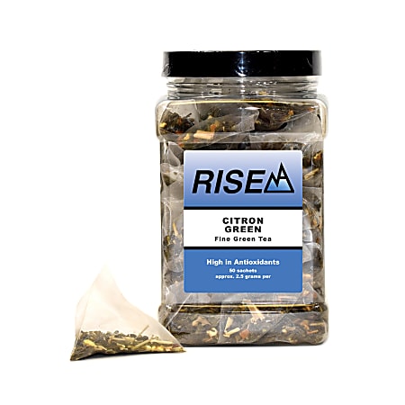 RISE NA Organic Citron Green Tea, 8 Oz, Canister Of 50 Sachets