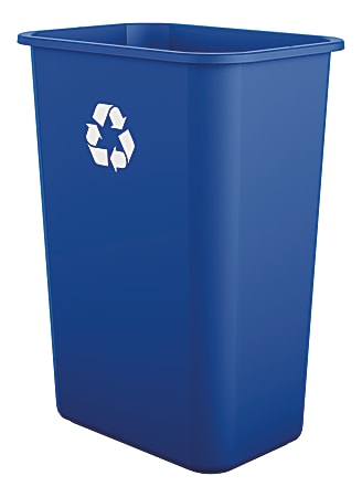 Suncast Commercial Desk-Side Rectangular Resin Recycling Bins, 10 Gallons, Blue, Pack Of 12 Bins