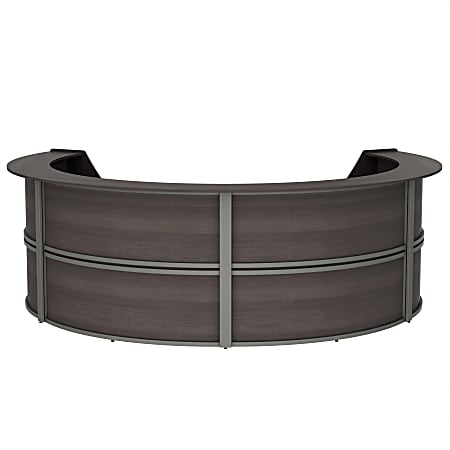 Linea Italia 142"W 4-Unit Curved Reception Computer Desk, Mocha
