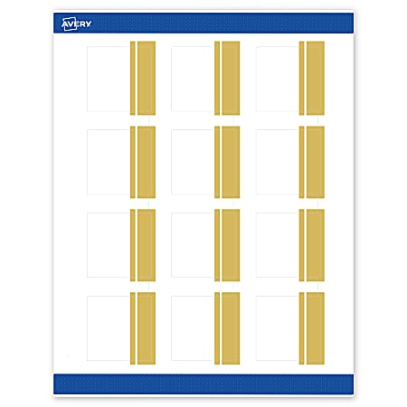 Avery® Print-To-The-Edge Labels & Sure Feed®, S00-DKC-PRWMP10, 2" x 2", Matte White, Preprinted Double Dipped Gold Edge Design, Pack Of 120