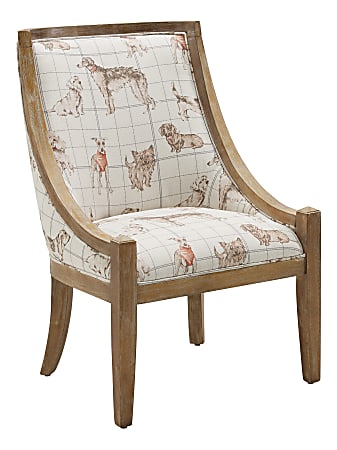 Linon Romilly Dog Accent Chair, Rustic Brown/Stone