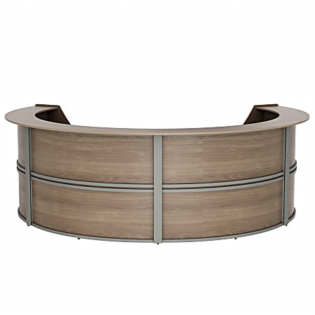 Linea Italia, Inc 142"W 4-Unit Curved Reception Desk, Natural Walnut