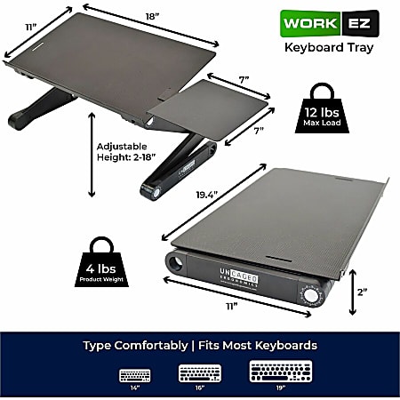 WorkEZ Adjustable Height Tilt On Desk Stand Riser Tray Black - Office Depot