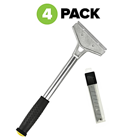 Alpine 4 Window Scrapers SilverBlack Pack Of 4 Scrapers - Office Depot