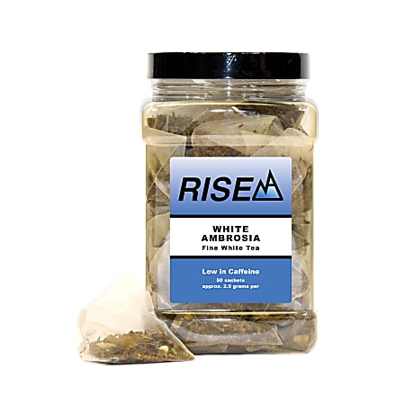 RISE NA White Ambrosia Tea, 8 Oz, Canister Of 50 Sachets