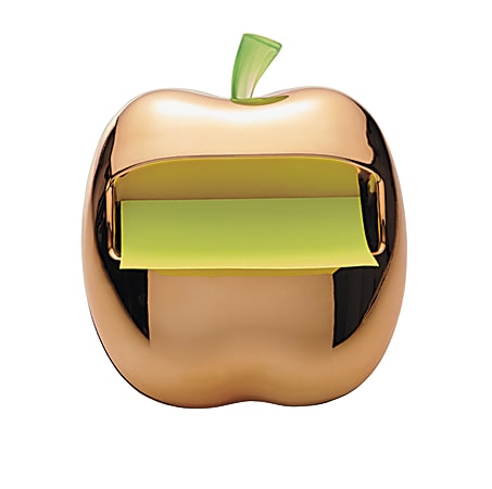 Post-it® Pop-Up Shaped Note Dispenser, Gold Apple, 3" x 3", Black, 90 Sheets