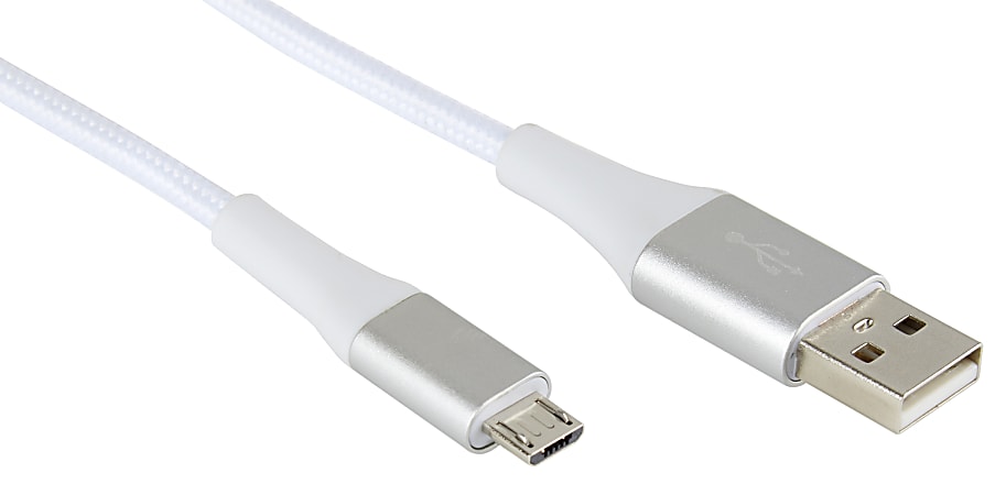 Ativa® Micro USB To USB 2.0 Type-A Cable, 6', White, 45396
