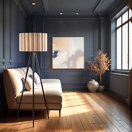 Adesso Caldwell 61"H Floor Lamp, Beige/Black