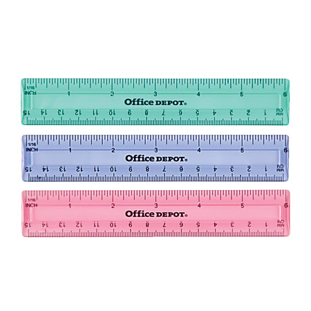 Office Depot® Brand Plastic Ruler, 6", Assorted Colors (No Color Choice)