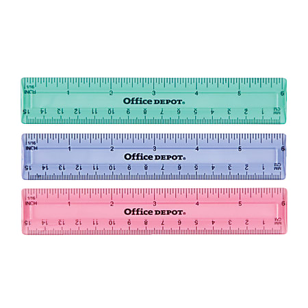 Office Depot&reg; Brand Plastic Ruler, 6&quot;, Assorted Colors (No Color Choice)