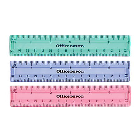 Office Depot® Brand Plastic Ruler, 6", Assorted Colors
