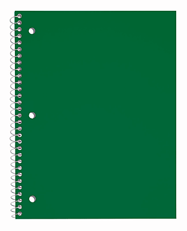 Just Basics® Poly Spiral Notebook, 8" x 10-1/2", 1 Subject, Wide Ruled, 70 Sheets, Green