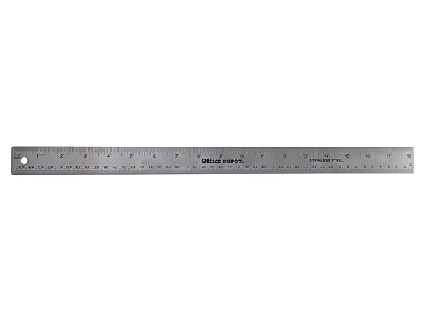 Office Depot&reg; Brand Stainless Steel Ruler, 18", Silver