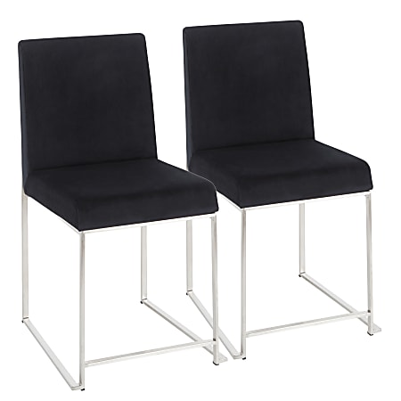 LumiSource Fuji High Back Dining Chairs, Black/Stainless Steel, Set Of 2 Chairs