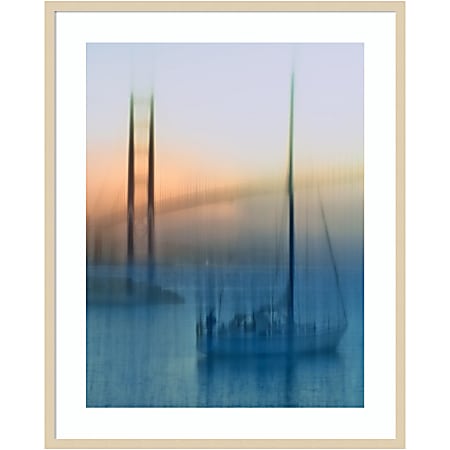 Amanti Art Sailboats On The Bay by Jerry Berry Wood Framed Wall Art Print, 33”W x 41”H, Natural