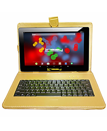 Linsay F10IPS Tablet, 10.1" Screen, 4GB Memory, 256GB Storage, Android 15, Golden Keyboard, F10XIPSBDG