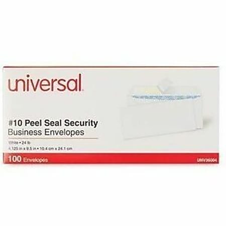 Universal Envelope - Business - #10 - 24 lb - White - Paper Stock, Wove - 100 / Box